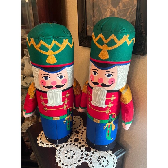 Vintage Christmas Nutcracker Stand Alone Doorstop Plush